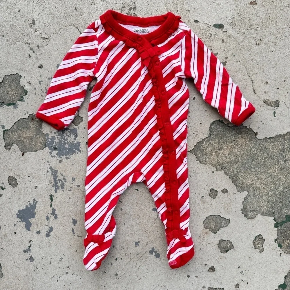 Candy Cane Stripe Holiday Pajama Onesie